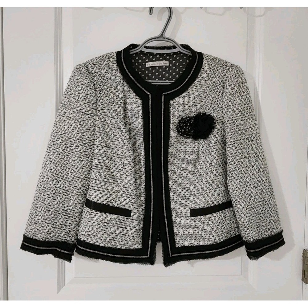 PETER NYGARD Women's Lined‎ Coat Knit Black White Pockets Size S